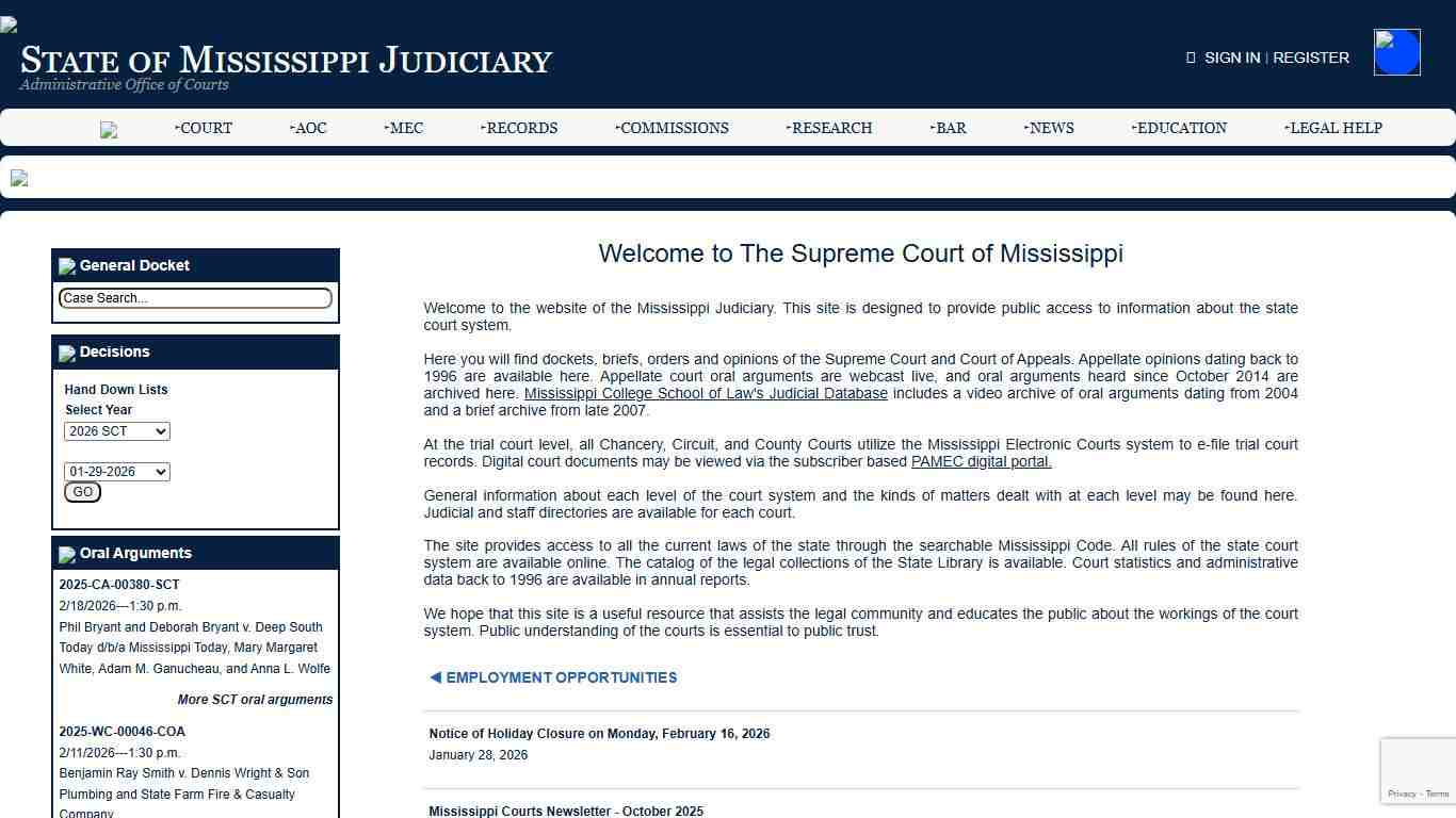 State of Mississippi Judiciary