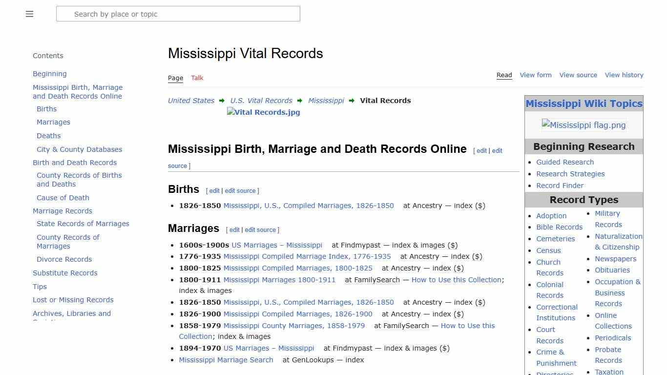 Mississippi Vital Records • FamilySearch